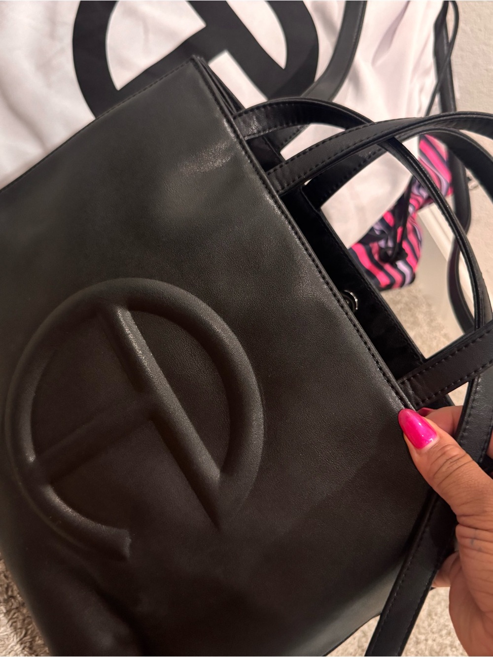 Black Embossed Logo Tote Bag - Women